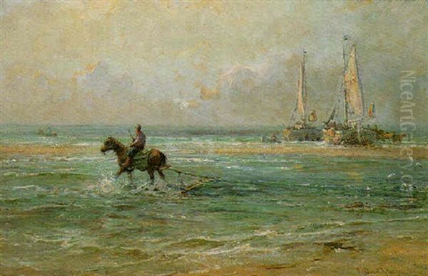 Shrimpers On The Shore Oil Painting by Frederic Stuart Richardson