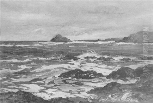 The Incoming Tide, Crantock Bay Oil Painting by Frederic Stuart Richardson