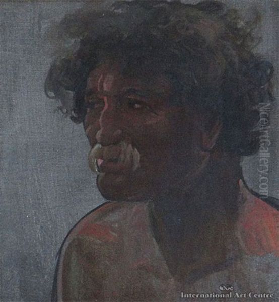 Maori Head Oil Painting by Harry Linley Richardson