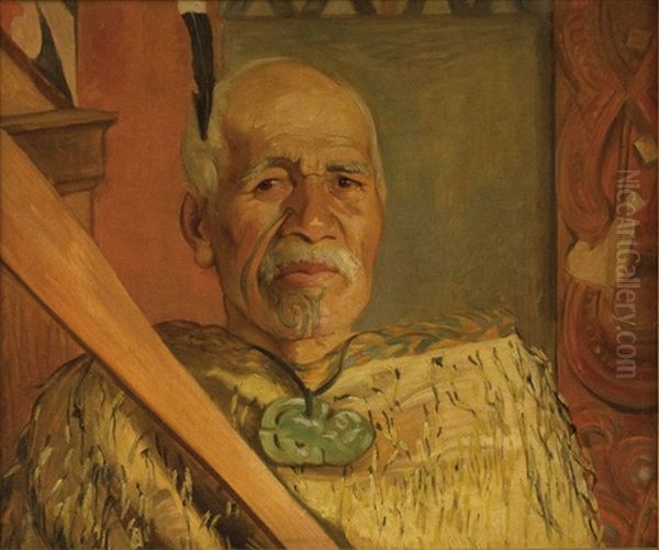 Portrait Of Paratene Ngata Oil Painting by Harry Linley Richardson