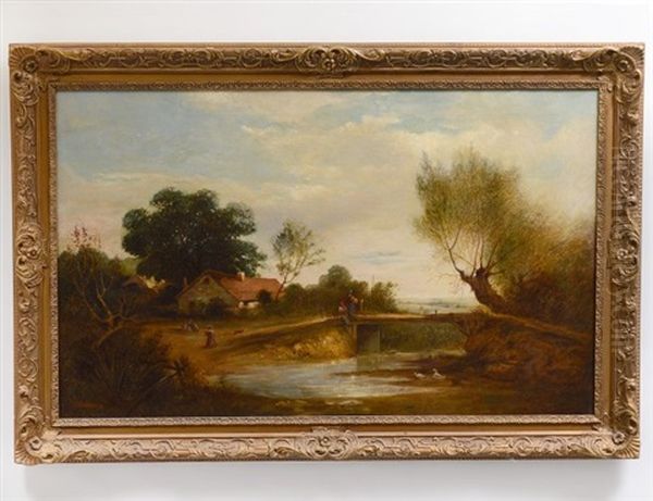 Landscape With Figures Oil Painting by John Isaac Richardson