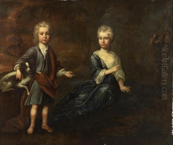 Portrait Of The Children Of Col. William Congreve Of Highgate Oil Painting by Jonathan Richardson