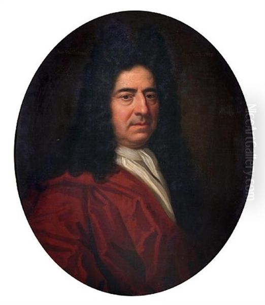 Portrait Of Sir William Stevens In A Red Wrap Oil Painting by Jonathan Richardson