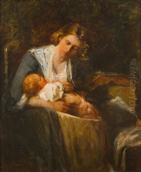 Mother And Child Oil Painting by Mary Curtis Richardson