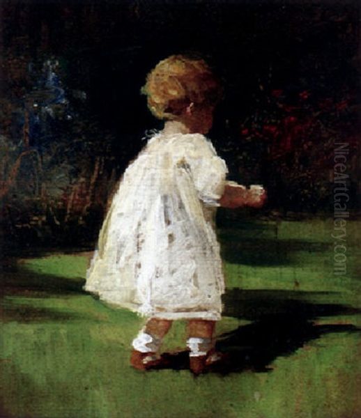 Child In The Garden Oil Painting by Mary Curtis Richardson