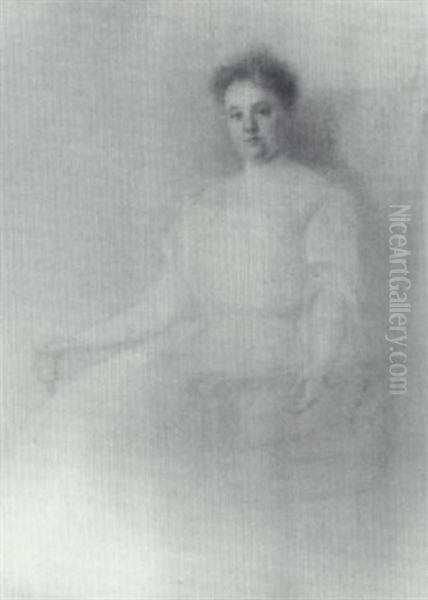 Portrait Of A Woman Seated In A High-back Chair Oil Painting by Mary Neal Richardson