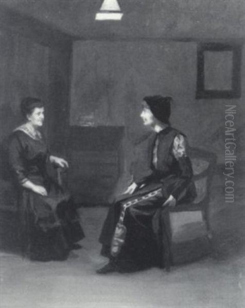 Having A Conversation Oil Painting by Mary Neal Richardson