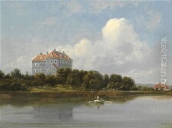 View Of Trankekaer Castle, Langeland Oil Painting by Ferdinand Richardt