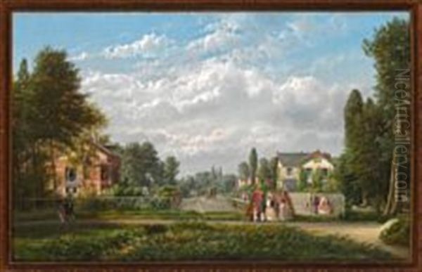 View Of The Actress Mrs Heiberg's Villa On Rosenvaengets Alle Oil Painting by Ferdinand Richardt