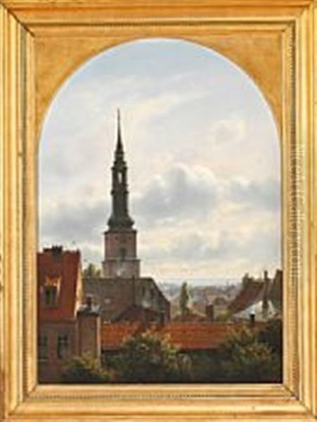 View From Ferdinand Richardt's Home On Norregade No Oil Painting by Ferdinand Richardt