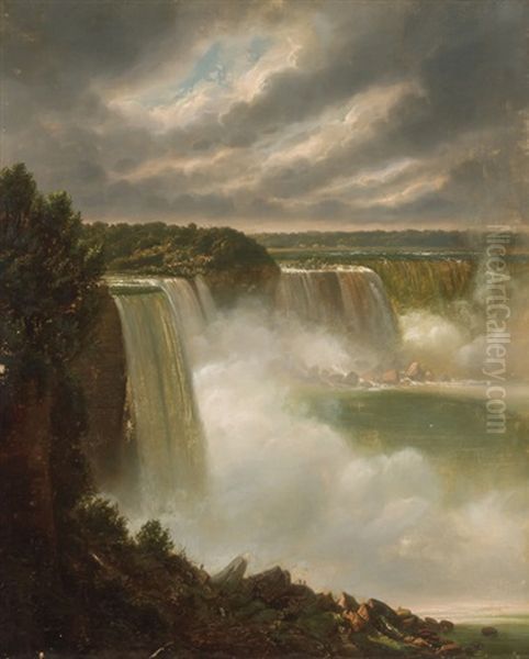 Cloudy Day, Niagara Falls Oil Painting by Ferdinand Richardt