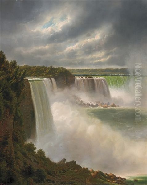 A View Of Niagara Falls Oil Painting by Ferdinand Richardt