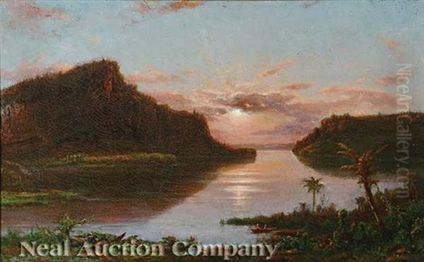 Tropical Sunset Oil Painting by Ferdinand Richardt