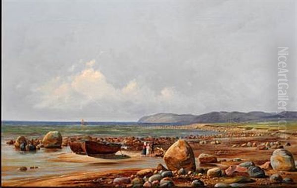 Parti Af Kullen, Seet Fra Leerhavn (sweden) Oil Painting by Ferdinand Richardt