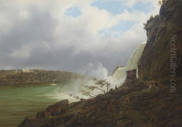 A View Of Niagara Falls Oil Painting by Ferdinand Richardt