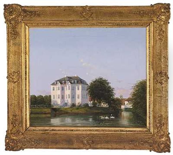 Parti Fra Herregarden Christianssaede Pa Lolland Oil Painting by Ferdinand Richardt