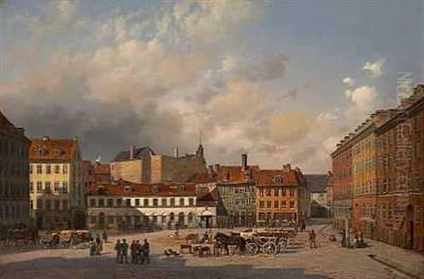 Hauser Plads Oil Painting by Ferdinand Richardt