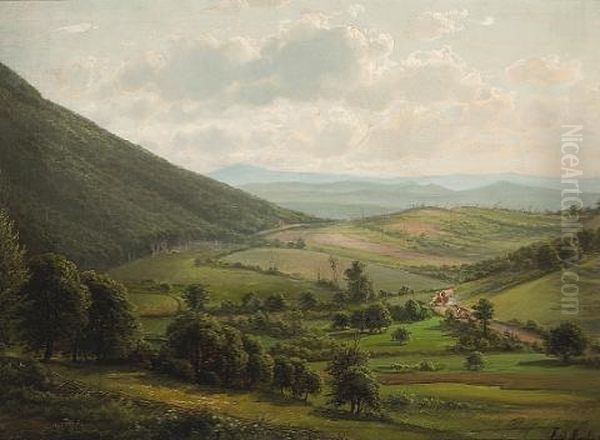 New York State Countryside Oil Painting by Ferdinand Richardt