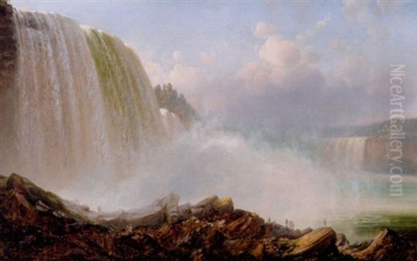 Sommerudflugt Til Niagara Falls Oil Painting by Ferdinand Richardt