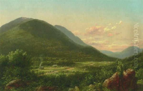 Bjergparti Fra The White Mountains Ved New Hampshire Med En Diligence Pa Landevejen Oil Painting by Ferdinand Richardt