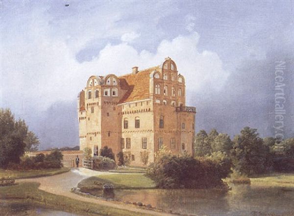 Herregarden Hesselagergard, Fyn Oil Painting by Ferdinand Richardt