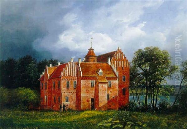 Sceneri Fra Herregarden Rygaard, Fyen Oil Painting by Ferdinand Richardt