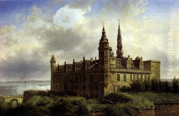 Parti Fra Kronborg Oil Painting by Ferdinand Richardt