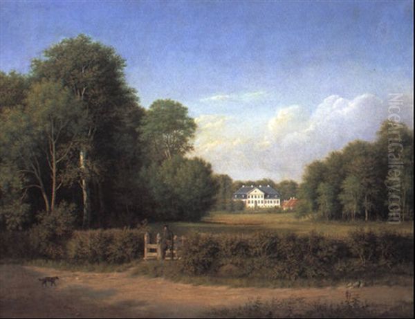 Herresaedet Lundsg+rd Ved Kerteminde Oil Painting by Ferdinand Richardt