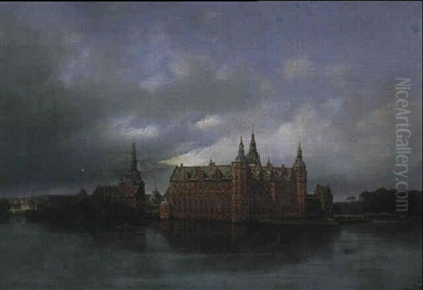 Frederiksborg Slot Oil Painting by Ferdinand Richardt