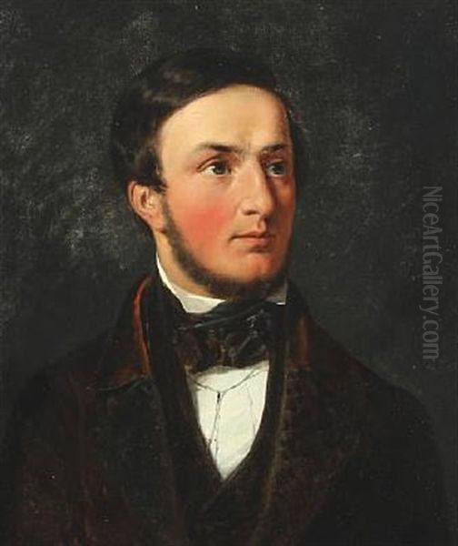 Portrait Of The Artist's Brother, The Painter Ferdinand Richardt Oil Painting by Johan Carl Richardt