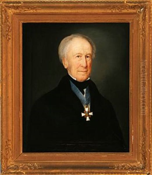 Portrait Of Count Vilhelm Carl Ferdinand Ahlefeldt-laurvigen Oil Painting by Johan Carl Richardt