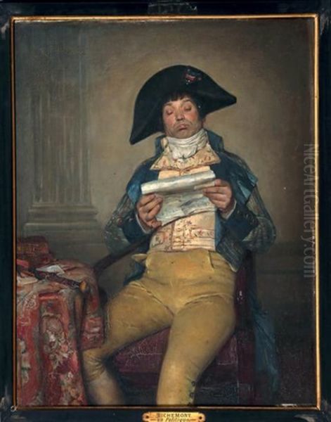 Homme Au Journal Oil Painting by Alfred de Richemont