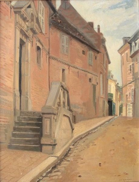 Rue De La Grande Mademoiselle A Eu (normandie) Oil Painting by Alfred de Richemont