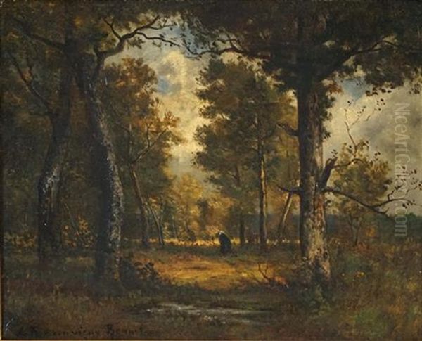 Forest De Fontainbleu Oil Painting by Leon Richet