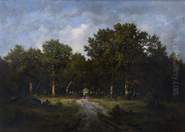 Boisiere Dans La Clairiere De Barbizon Oil Painting by Leon Richet