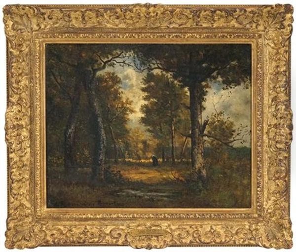 Forest De Fontainbleu Oil Painting by Leon Richet