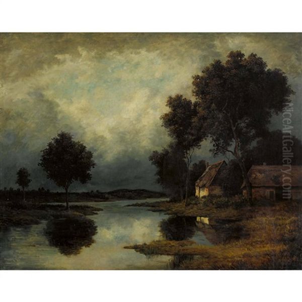 Paysage Fluvial Oil Painting by Leon Richet