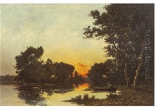 Riviere Oil Painting by Leon Richet