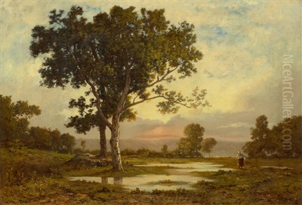 The Setting Sun Oil Painting by Leon Richet