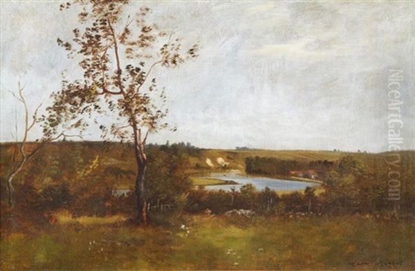 Paysage A La Riviere Oil Painting by Leon Richet