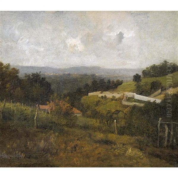 Dorfliche Landschaftspartie Oil Painting by Leon Richet