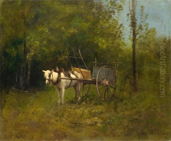 Donkey With Cart Oil Painting by Leon Richet