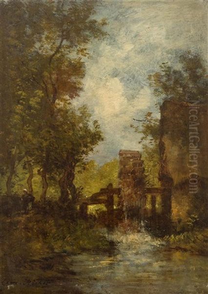 Mill By A River by Leon Richet