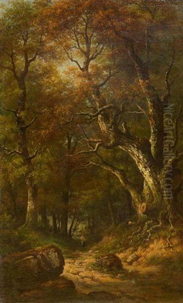 Forest Landscape Oil Painting by Leon Richet