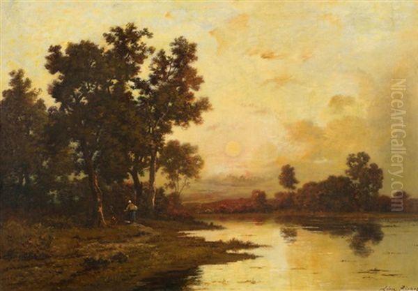 L'etang Les Hautes Herbes Oil Painting by Leon Richet