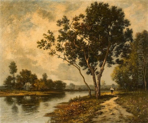 Sommertag Am Flussufer Oil Painting by Leon Richet