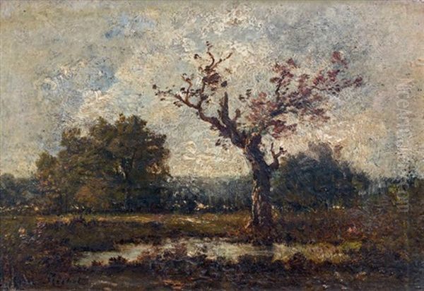 Arbre Au Bord D'une Mare Oil Painting by Leon Richet