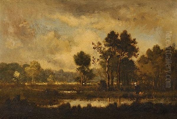 Paysage A L'etang Oil Painting by Leon Richet