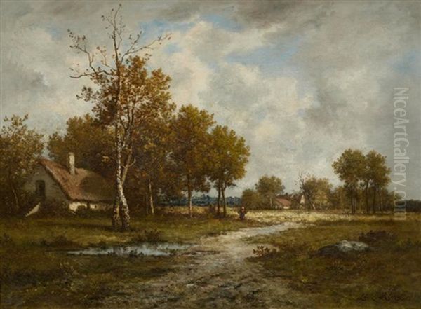 Weite Fusslandschaft Mit Figur Oil Painting by Leon Richet