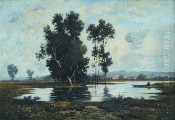 Paysage A L'etang Oil Painting by Leon Richet